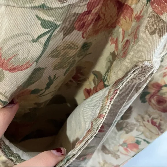 Handmade floral Jean Shortalls overalls casual approximately women’s size XL - Picture 10 of 12